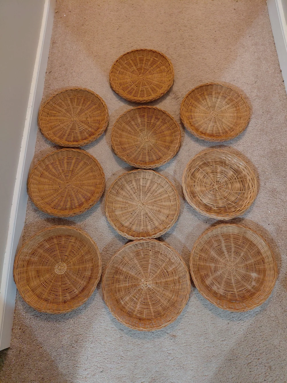 Woven Natural Rattan Paper Plate Holders - Set Of 10, Natural